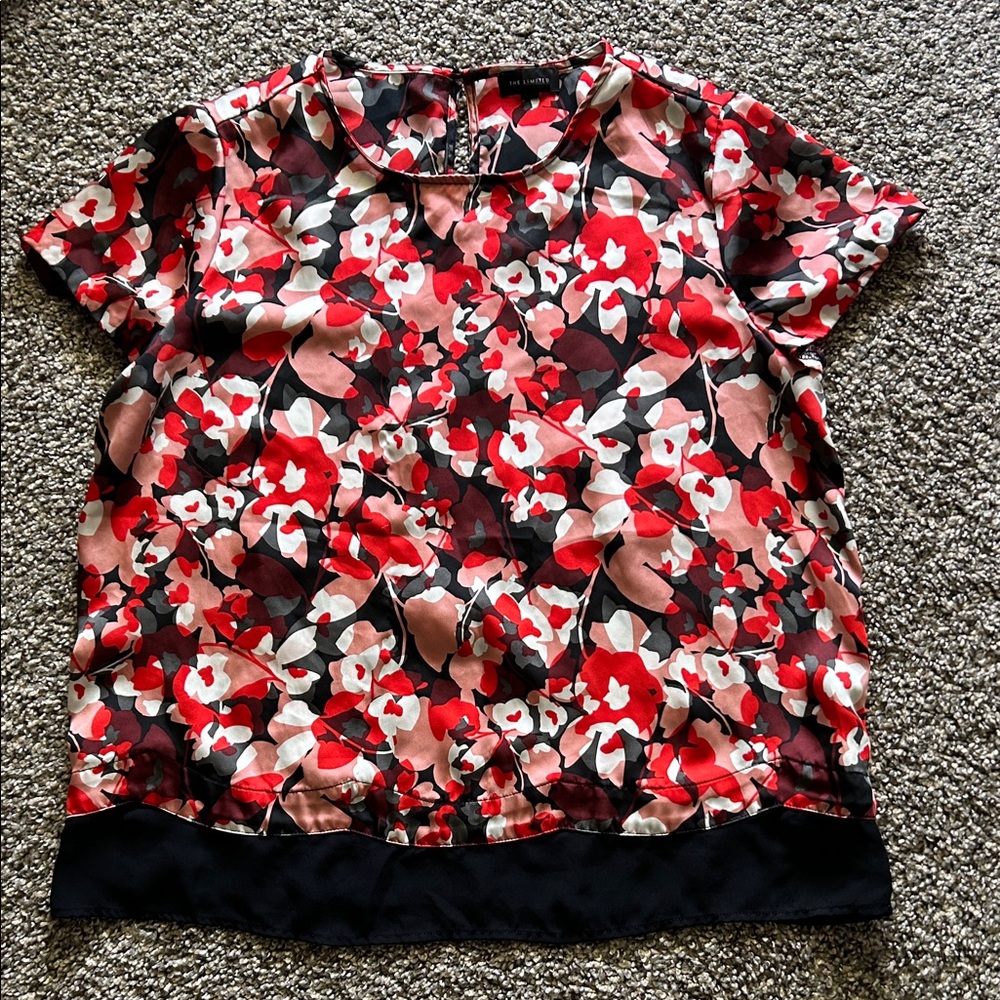 The Limited Red and Black Floral Blouse